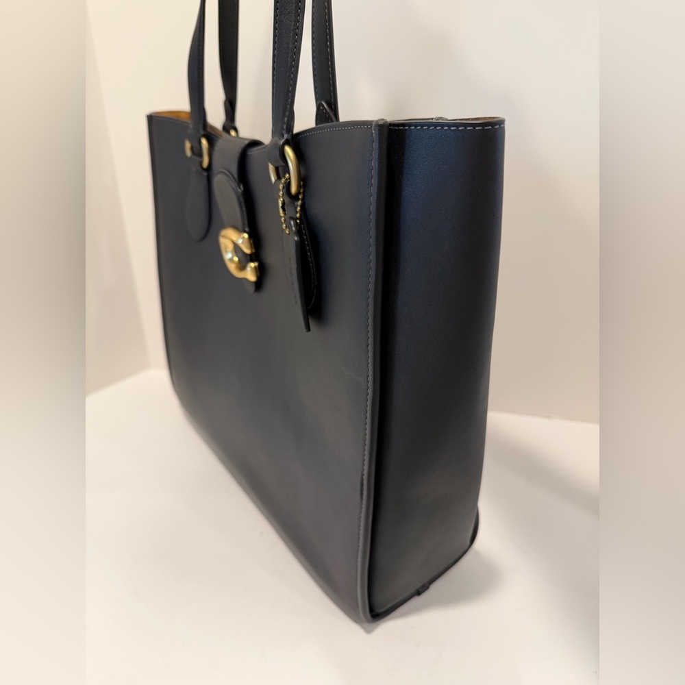 NWT Coach Theo Black Leather Tote Bag - Picture 8 of 16